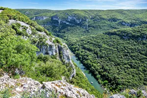 Auvergne Rhone Alpes Prints: Aerial of the Ardeche Gorge (Gorges de l'Ardeche)