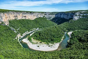 Auvergne Rhone Alpes Prints: Aerial of the Ardeche Gorge (Gorges de l'Ardeche)