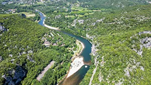 Scenic Landscape Prints: Aerial of the Ardeche Gorge (Gorges de l'Ardeche)