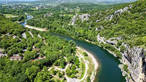 River Cruise Prints: Aerial of the Ardeche Gorge (Gorges de l'Ardeche)