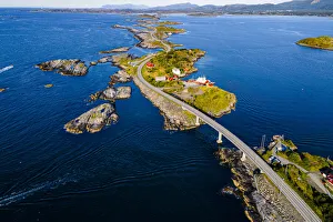 More Og Romsdal Prints: Aerial of the Atlantic Ocean Road, More og Romsdal county, Norway, Scandinavia, Europe