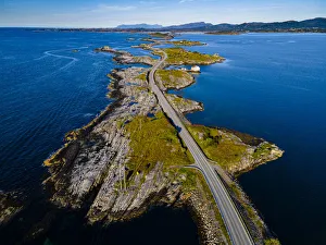 Aerial of the Atlantic Ocean Road, More og Romsdal county, Norway, Scandinavia, Europe