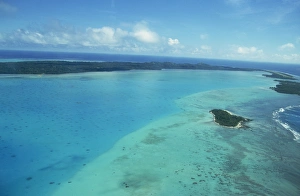 Images Dated 30th November 2007: Aerial of atoll and reefs, Aitutaki, Cook Islands, Pacific Islands, Pacific