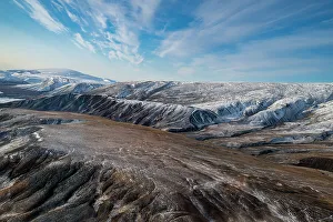 Rugged Terrain Prints: Aerial of Axel Heiberg island, Nunavut, Canadian Arctic, Canada, North America