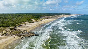 Aerial of the beaches in the Santa Teresa National Park, Uruguay, South America