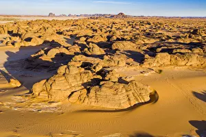 Niger Prints: Aerial of beautiful rock formations in the Djado plateau, Tenere Desert, Sahara, Niger
