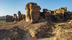 Outcrops Prints: Aerial of beautiful rock formations around Zouar, Tibesti Mountains, Chad