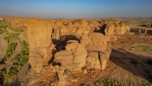 Rare Prints: Aerial of beautiful rock formations around Zouar, Tibesti Mountains, Chad