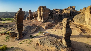 Tibesti Prints: Aerial of beautiful rock formations around Zouar, Tibesti Mountains, Chad