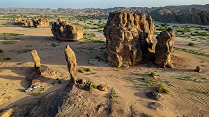Tibesti Prints: Aerial of beautiful rock formations around Zouar, Tibesti Mountains, Chad