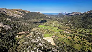 Rolling Hills Prints: Aerial of the beautiful valley behind Pollenca