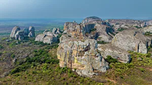 Angola Prints: Aerial of black rocks of Pungo Andongo, Malanje, Angola, Africa