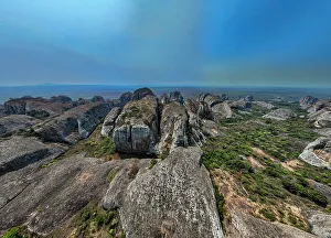 Aerial of black rocks of Pungo Andongo, Malanje, Angola, Africa