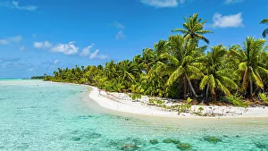 Fakarava Prints: Aerial of the blue lagoon, Fakarava