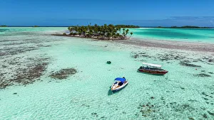 Lagoons Prints: Aerial of the Blue Lagoon, Rangiroa atoll