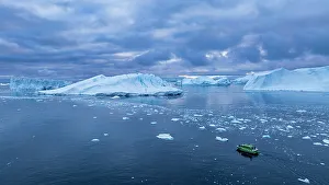 Vessel Prints: Aerial of a boat in the Ilulissat Icefjord
