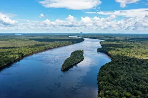 Rainforests Prints: Aerial of the Casiquiare River in the deep south of Venezuela, South America