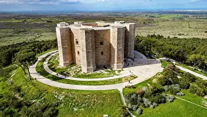 Castle Grounds Prints: Aerial of the Castel del Monte, UNESCO World Heritage Site, Apulia, Italy, Europe