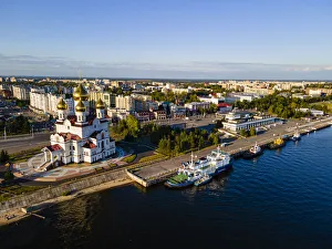 Arkhangelsk Prints: Aerial of the Cathedral of the Archangel, Arkhangelsk, Russia, Europe