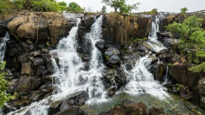 Purity Collection: Aerial of Chiumbe waterfalls, Lunda Sul, Angola, Africa