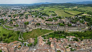 Ramparts Prints: Aerial of the Cite de Carcassonne citadel