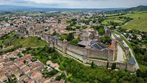 Old City Prints: Aerial of the Cite de Carcassonne citadel