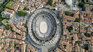 Stadium Prints: Aerial of the city with the Roman Amphitheatre