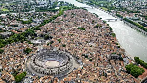 Urban Development Prints: Aerial of the city with the Roman Amphitheatre