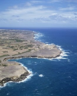 Aerial of coastline, Barbados, West Indies, Caribbean, Central America