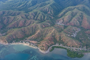 Contoured Prints: Aerial of the coastline of East Timor, Southeast Asia, Asia