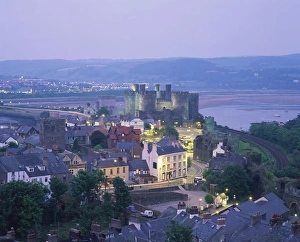 Conwy Prints: Aerial of Conway and castle