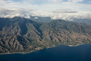Aerial of the costal exclave Oecusse (Oecussi), East Timor, Southeast Asia, Asia