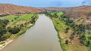 Purity Prints: Aerial of the Cuvo River (Rio Keve) near the Binga waterfalls, Kwanza Sul, Angola, Africa
