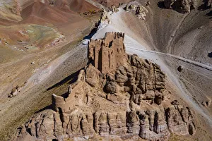 Drone Shot Prints: Aerial by drone of Gohargeen fort, Yakawlang province, Bamyan, Afghanistan, Asia