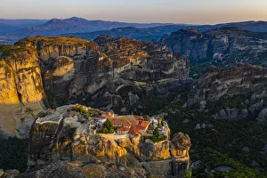 Monasteries Prints: Aerial by drone of the Holy Monastery of Holy Trinity at sunrise