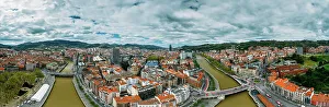 Bilbao Prints: Aerial drone panoramic view of Bilbao