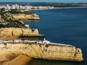 Gulf Prints: Aerial drone panoramic view of Fort of Nossa Senhora da Rocha (Fort of Our Lady of the Rock) (Castle of Porches)