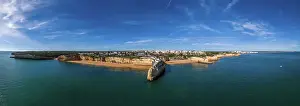 Fortifications Prints: Aerial drone panoramic view of Fort of Nossa Senhora da Rocha (Fort of Our Lady of the Rock) (Castle of Porches)