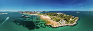Cantabria Prints: Aerial drone panoramic view of Magdalena Peninsula