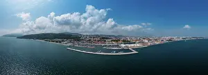 Drone Prints: Aerial drone panoramic view of Setubal, Portugal