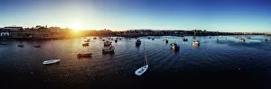 Cascais Prints: Aerial drone panoramic view of sunset at Cascais Bay