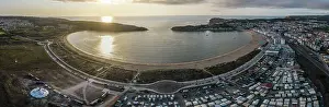 Oeste Prints: Aerial drone panoramic view at sunset of Sao Martinho do Porto bay
