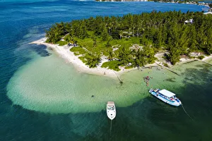 Drone Shot Prints: Aerial by drone of Starfish Point on Water Cay, Grand Cayman, Cayman Islands, Caribbean
