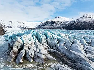 Incredible Prints: Aerial drone view of particular ice textures formed in the Svinafellsjokull glacier following global warming