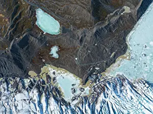 Incredible Prints: Aerial drone view of particular ice textures formed in the Svinafellsjokull glacier following global warming