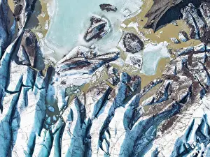 Awe Inspiring Prints: Aerial drone view of particular ice textures formed in the Svinafellsjokull glacier following global warming