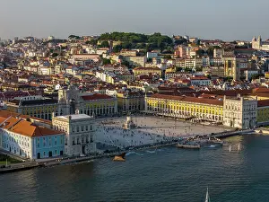 Busy Prints: Aerial drone view of Praca do Comercio, Lisbon, Portugal