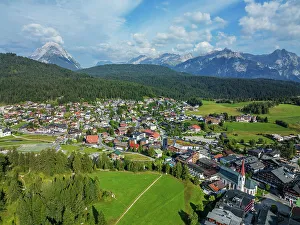 Tyrol Prints: Aerial drone view, Seefeld, Tyrol, Austrian Alps, Austria, Europe