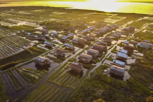 Shan State Prints: Aerial by drone of a village on stilts, Inle Lake, Shan state, Myanmar (Burma), Asia