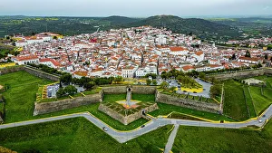 Alentejo Prints: Aerial of Elvas, UNESCO World Heritage Site, Alentejo, Portugal, Europe